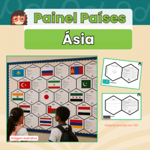 Países do Continente Asiático - Painel Colmeia